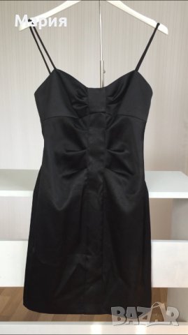 С / S Чисто нова е етикет Дамска Официална Елегантна Рокля Черна Сатенена Класически модел, снимка 2 - Рокли - 42767845