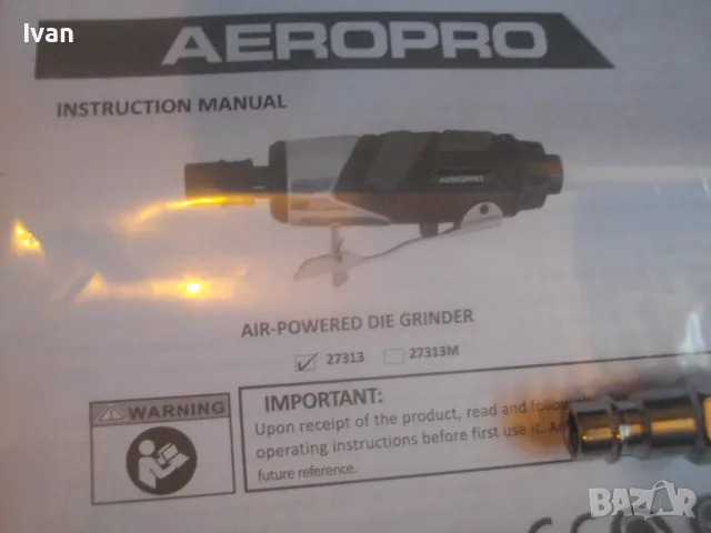 НОВ ПНЕВМАТИЧЕН ПРАВ ШЛАЙФ ВИСОКОСКОРОСТЕН 25000 об/мин AEROPRO Пълен комплект, снимка 9 - Други инструменти - 47874163