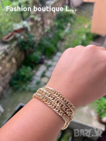 Златен синджир с уникална плетка може да се носи и като тройна гривна за ръката , снимка 7 - Колиета, медальони, синджири - 52412295