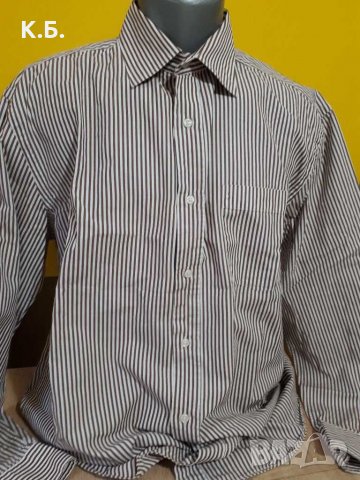 Мъжка риза в  бяло и кафяво р-р L, снимка 1 - Ризи - 35370691