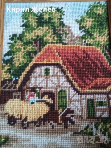 СТАР ГОБЛЕН СЕЛСКА КЪЩА ГЕРМАНИЯ ПАСТОРАЛЕН СЕЛСКИ ПЕЙЗАЖ в ДЪРВЕНА РАМКА 30915, снимка 10 - Гоблени - 37791331