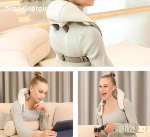 Акумулаторен масажор с топлина за врат, гръб, рамена, крака, за мускулна релаксация