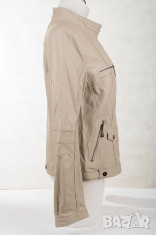 Бежово дамско кожено яке марка Giorgio di Mare XL, снимка 4 - Якета - 30101465