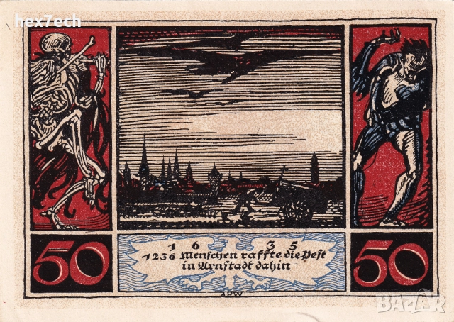 ❤️ Германия Arnstadt (Thuringia) 1921 50 пфенингa UNC нова ❤️ , снимка 3 - Нумизматика и бонистика - 52903924