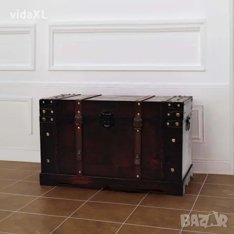 vidaXL Винтидж сандък за съкровища, дърво, 66x38x40 см, снимка 8 - Скринове - 56146380