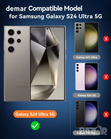 ivoler 2 бр. протектор от закалено стъкло за екран за Samsung Galaxy S24 Ultra 6.8" 5G 2024, снимка 2 - Фолия, протектори - 49920271