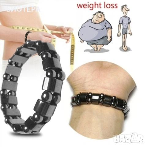 Еластична магнитна гривна за отслабване.Естествен камък хематит, снимка 2 - Гривни - 51942201