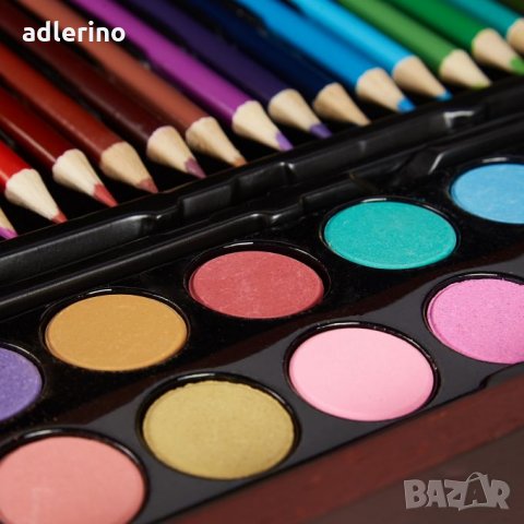 Луксозен куфар за рисуване, 73 части, изискан куфар за рисуване, комплект за рисуване в дървен куфар, снимка 7 - Рисуване и оцветяване - 34165393