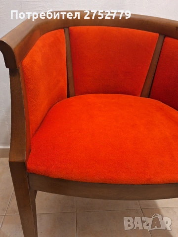 кресло , фотьойл. дъб, червена кадифена италианска дамаска. , снимка 4 - Дивани и мека мебел - 53878318