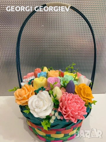 цветя изработени с глицеринов ароматен сапун и Българска роза , снимка 4 - Изкуствени цветя - 53114221