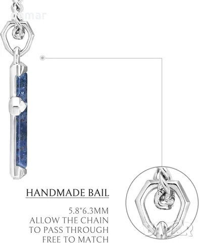 AWNL Кръстова огърлица за мъже със скъпоценен камък Dumortierite, снимка 6 - Колиета, медальони, синджири - 49663999