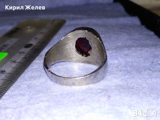 КРАСИВ КЛАСИЧЕСКИ АРИСТОКРАТИЧЕН ПРЪСТЕН от ПОСРЕБРЕНА БЛАГОРОДНА СТОМАНА с ПОЛИРАН КРИСТАЛ 17646, снимка 9 - Пръстени - 39976872