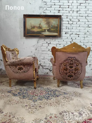 Двойка барокови кресла, снимка 2 - Дивани и мека мебел - 50415552