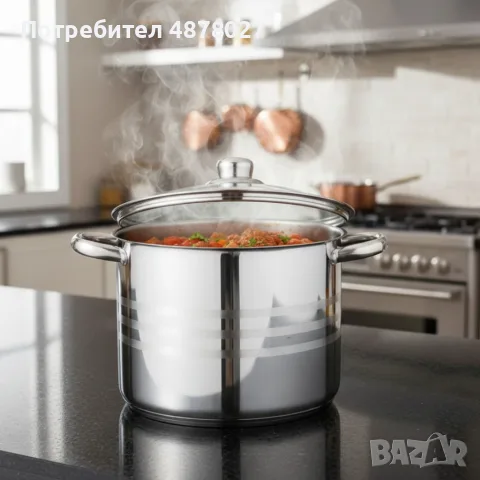Тенджера Edenberg от неръждаема стомана и многослойно дъно за бързо и равномерно готвене