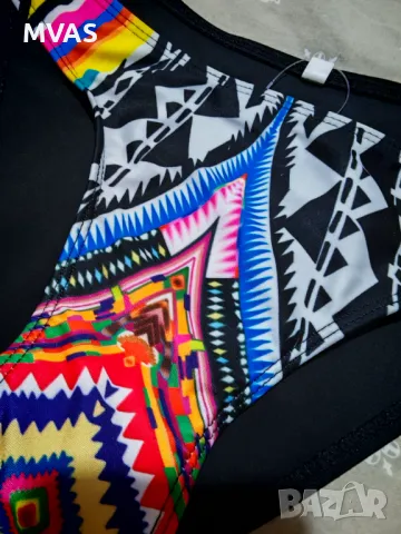 Нов дамски бански долнище S M размер черно с шарено, снимка 3 - Бански костюми - 50416300