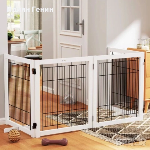 PawHut Дървена предпазна врата за кучета, снимка 2 - За кучета - 52338835