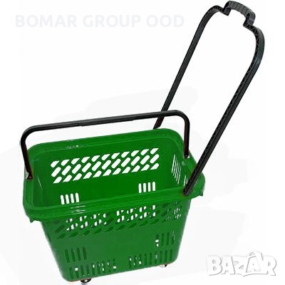 Пластмасова кошница с колела 54 литра, зелена