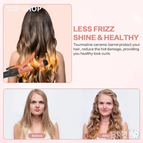 DAN Technology Професионална маша за коса с ръкавица, керамична (розово злато, 32 mm), снимка 4 - Маши за коса - 49522742