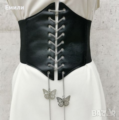 Корсет колан от еко кожа с верижка и пеперуди, снимка 5 - Колани - 37291720