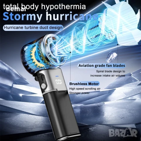 Преносим ръчен вентилатор UIONVO, регулируем на 135°, акумулаторен 6000mAh, 100 скорости, снимка 2 - Други стоки за дома - 51415486