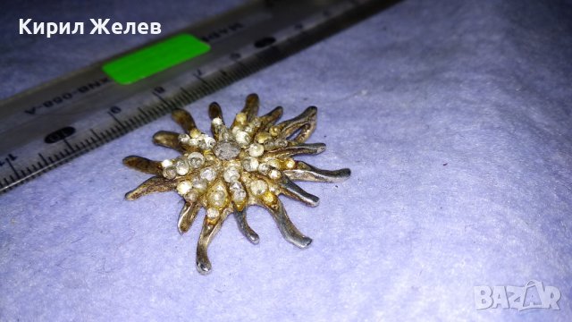 СТАР ПОСРЕБРЕН ФЛОРАЛЕН КРИСТАЛЕН АРТ МЕДАЛЬОН - ЕДЕЛВАЙС 34560, снимка 5 - Колиета, медальони, синджири - 39064297