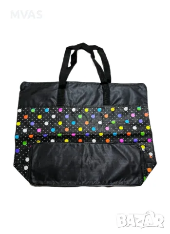 Нова голяма черна пазарска чанта с дръжки Чанта за пазаруване покупки, снимка 2 - Чанти - 49742735