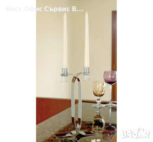 метален свещник дизайнерски, от Дания, стабилен масивен и лъскав хром метал, снимка 2 - Други - 48354911