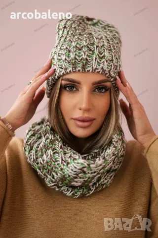 Дамски зимен комплект шапка и шал с полар Merry, 7цвята , снимка 7 - Шапки - 48320369