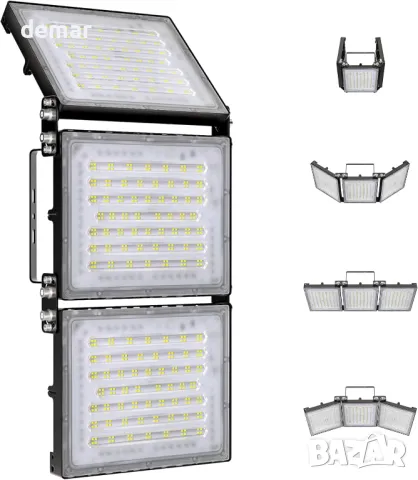 STASUN Mini Series 480W LED външен прожектор, 48000LM 6000K, IP66, 3 регулируеми глави, снимка 1