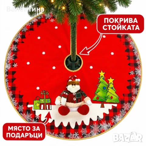 Кръгла коледна постелка за елха 80 см, снимка 4 - Пътеки - 56444104