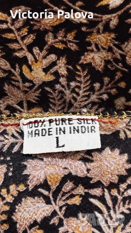 Pure Silk копринена рокля, Индия – скроена на верев, Размер L, снимка 7 - Рокли - 53940407