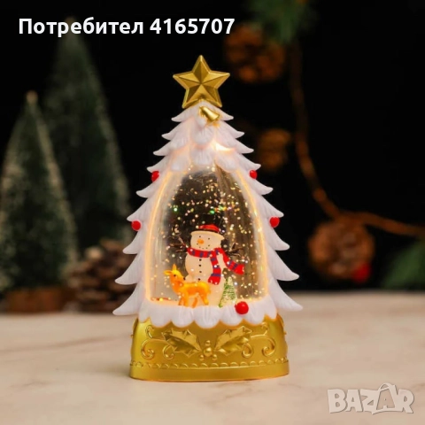 Коледна LED декоративна лампа с вода и брокат – празнична светлина и магия в елховиден дизайн, снимка 2 - Декорация за дома - 52815983