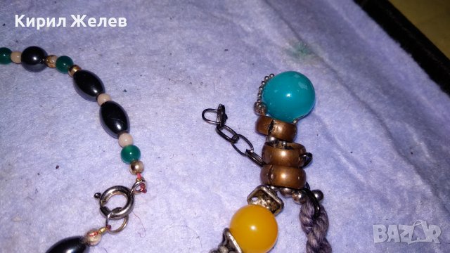 ДВЕ ФЕШЪН - АРТ ХЕНД МЕЙД НЕЖНИ ГРИВНИ от ПОЛУСКЪПОЦЕННИ КАМЪНИ ХЕМАТИТ ТОПАЗ и Др. 34317, снимка 6 - Гривни - 38949770