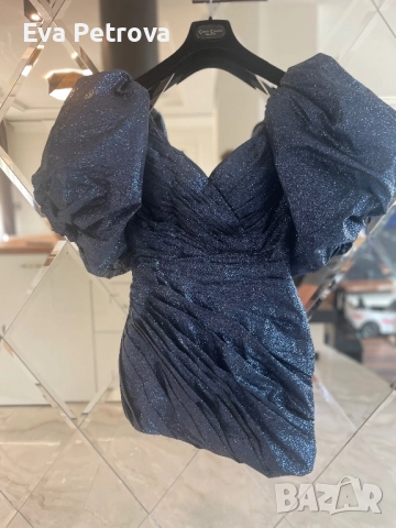 Елегантна рокля по поръчка с буфан ръкав S