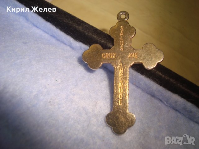 СТАРО КРАСИВО ПОЗЛАТЕНО КАТОЛИЧЕСКО РЕЛЕФНО РАЗПЯТИЕ КРЪСТЧЕ 12662, снимка 6 - Антикварни и старинни предмети - 36903444