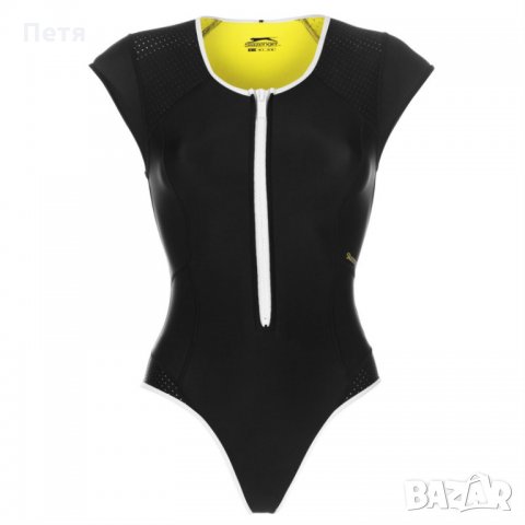 Дамски неопренов бански костюм Slazenger Zip Short Sleeve Swimsuit Ladies