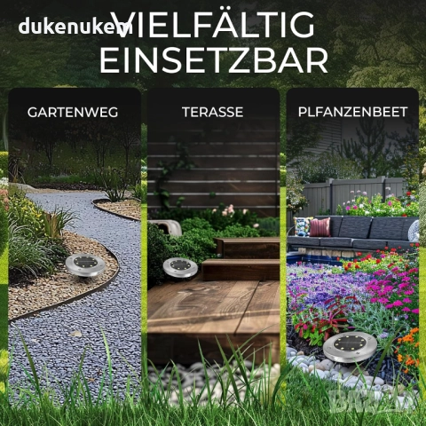 Комплект от 8 соларни лампи за градина, водоустойчиви, бяла светлина, снимка 6 - Соларни лампи - 52246582