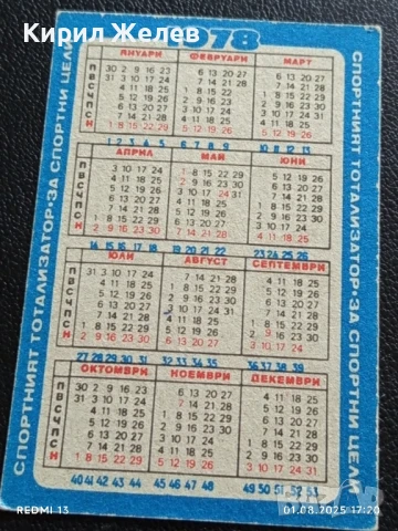 Старо календарче 78г. СВЕТОВНО ПЪРВЕНСТВО ПО ФУТБОЛ за КОЛЕКЦИЯ 35348, снимка 4 - Колекции - 51219184