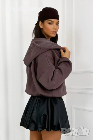 Дамска мини пола от еко кожа с вградени къси панталони, 2цвята , снимка 14 - Поли - 52567546