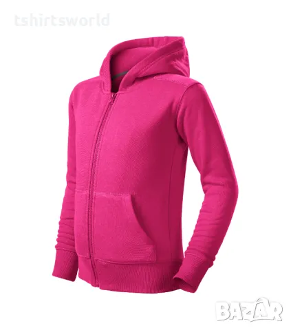 Нов детски суичър с ЦИП и качулка в цвят циклама, снимка 2 - Детски анцузи и суичери - 47969849