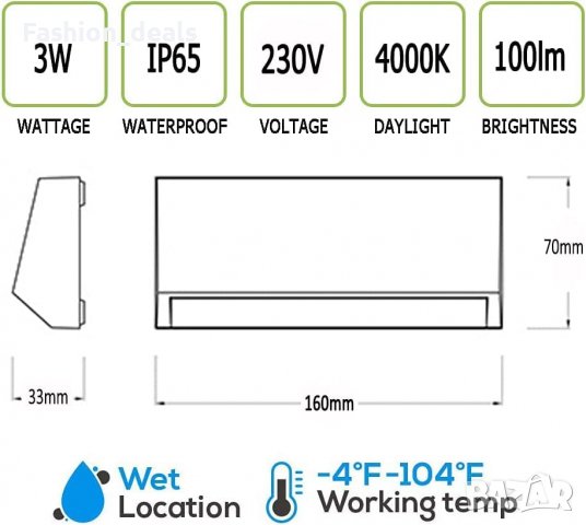 Нова стенна лампа външно осветително тяло Осветление градина двор, снимка 3 - Лампи за стена - 40106675