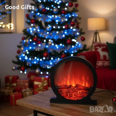 Кръгла декоративна LED камина с ефект на пламък – уют и топлина без огън
