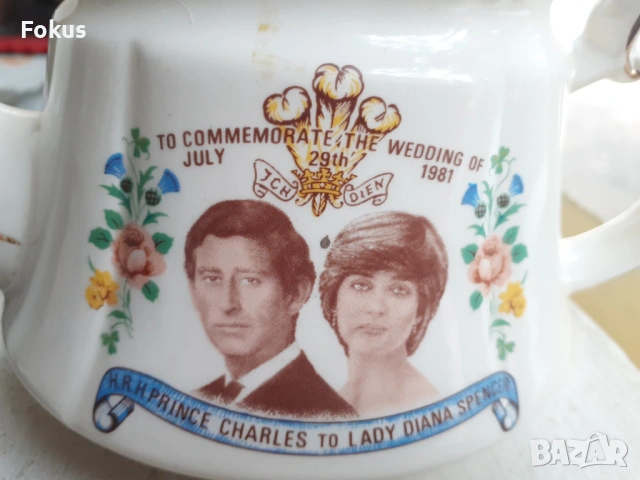 Английски колекционерски чайник порцелан Чарлз и Даяна, снимка 2 - Антикварни и старинни предмети - 53367769