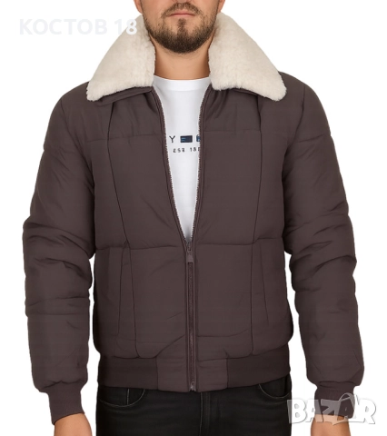 Мъжко Зимно Яке – 3489 пухена яка 3 цвята, снимка 9 - Якета - 52500513