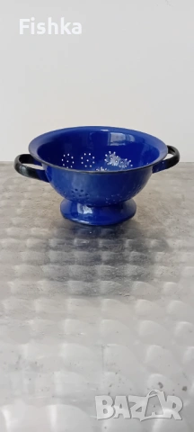 Немски метален емайлиран гевгир – 21 см, кралско синьо, снимка 3 - Прибори за хранене, готвене и сервиране - 53032877