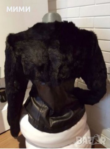 Естествена кожа яке със заек ръкави, снимка 2 - Якета - 37954631