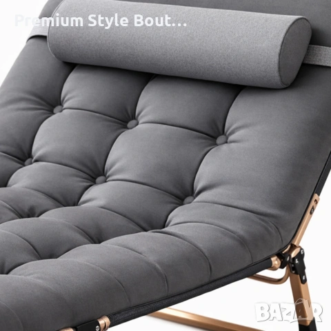 Сгъваемо къмпинг легло с матрак (180 см) – Регулируем градински шезлонг с възглавница, снимка 6 - Други стоки за дома - 53950493