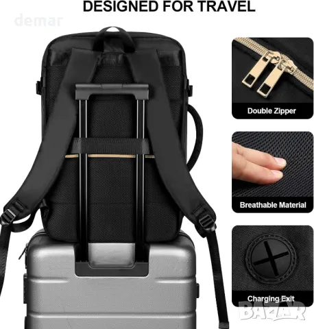 HOMIEE 40 л дамска раница за пътуване, с мокра чанта и чанта за обувки, 17-инчова, снимка 7 - Раници - 48845645