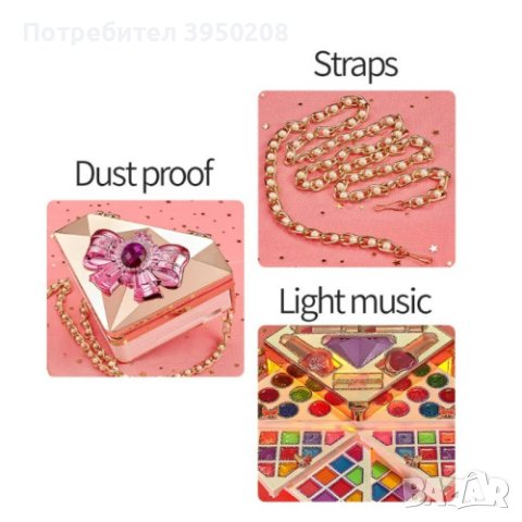 Луксозен музикален детски комплект гримове със светлина за принцеси тип чантичка, снимка 4 - Други - 44355843