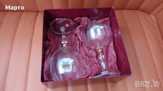 Две кристални чаши Бохемия, комплект в кутия подаръчна , снимка 3 - Чаши - 42079964